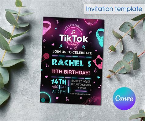 Tiktok Birthday Invitation Tik Tok Invite Printable Editable Party