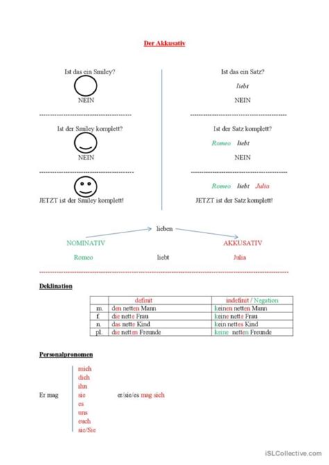 65 Deklinationen Deutsch DAF Arbeitsblätter pdf doc