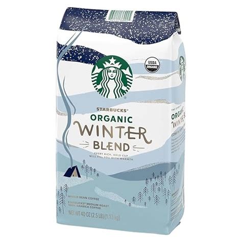 Starbucks Organic Coffee Winter Blend Whole Bean Medium Roast Arabica Chocolate 40 Oz