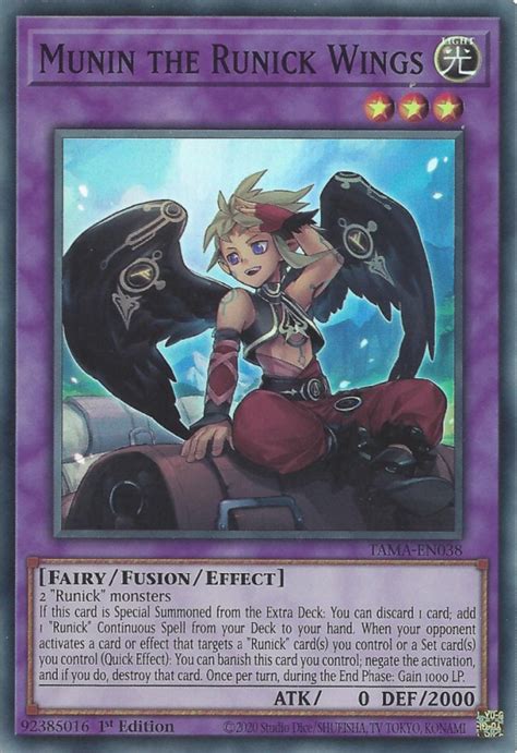 munin  runick wings super rare tama en yu gi  single card