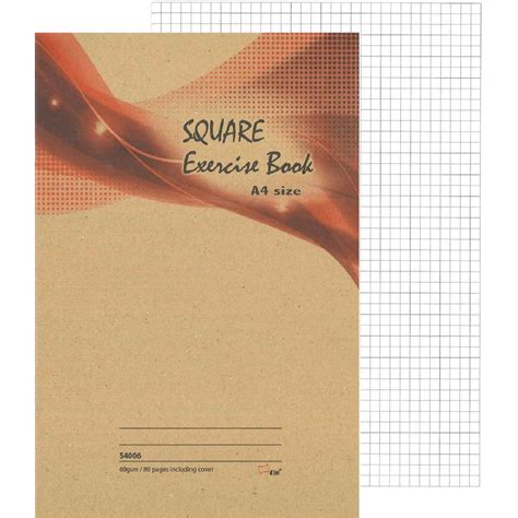 Ready Stock F5 A4 田字格 Single Line Square Kraft cover Exercise Book