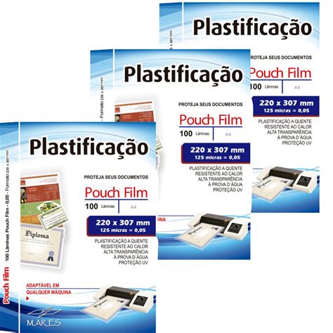 Kit 300 Plasticos Polaseal para Plastificação A4 220x307x0 05mm 125