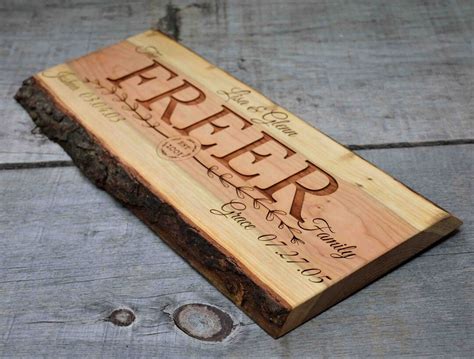 Cherry Wood Signs Live Edge Laser Engraved Personalized Custom Wall Art ...