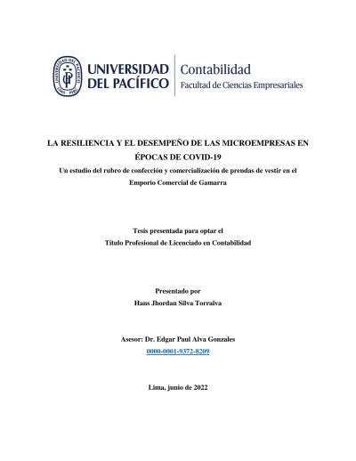 La Resiliencia Y El Desempe O De Las Microempresas En Pocas De Covid