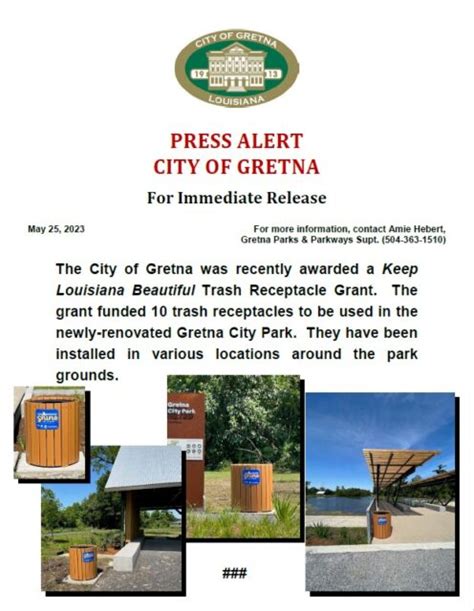 Keep Louisiana Beautiful Grant for Gretna City Park - City Of Gretna ...