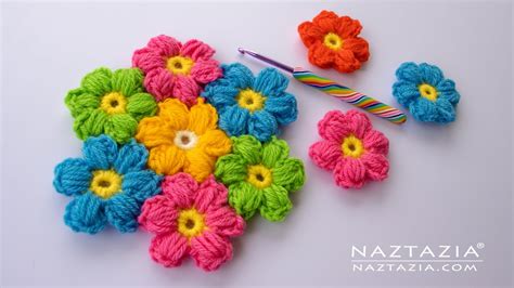 How To Crochet Easy Puff Flower And Connect Them Together Using The