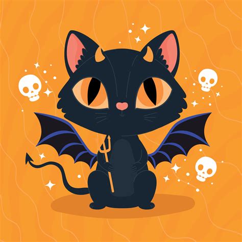 halloween cat with bat wings 21387844 Vector Art at Vecteezy