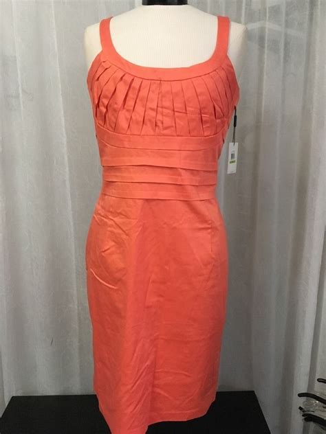 Calvin Klein Fully Lined Sleeveless Orange Dress Womens Size 14 New