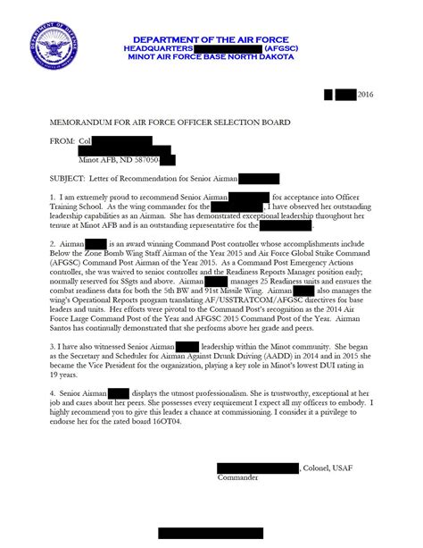 Air Force Recommendation Letter Sample Kayra Templates