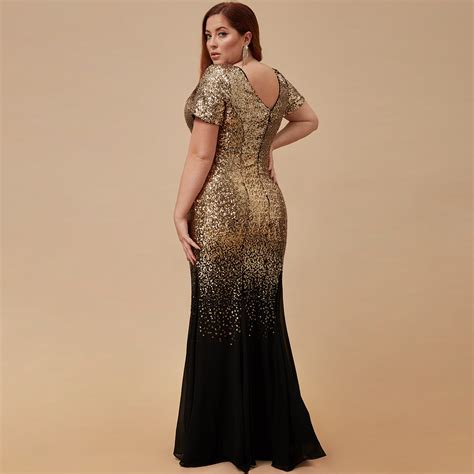 Plus Size Prom Dress Elegant Black And Gold Chiffon And Etsy