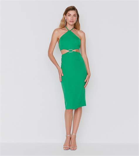 Buy Trendyol Halter Neck Cut Out Midi Dress In Green 6thstreet Qatar