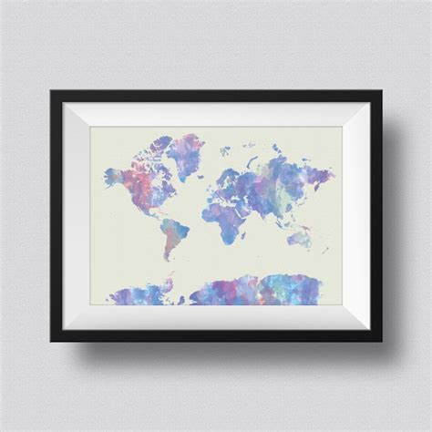 World Map Watercolor Map Art Print World Map Ink Splash Poster - Etsy