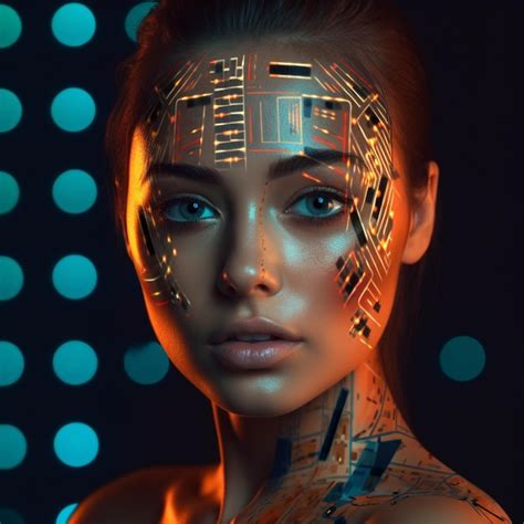 Retrato De Una Hermosa Chica Con Renderizado 3d Bodyart Futurista