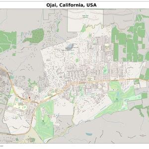 Ojai California Map With Street Labels Digital Print Poster