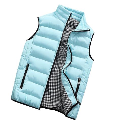 Christmas Ts Juebong Men Quilted Stand Collar Outwear Padded Vest