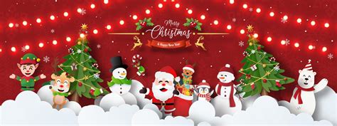 Merry Christmas and Happy New Year, Christmas banner postcard of ...