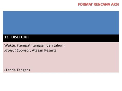 Contoh Format Rencana Aksi Proyek Perubahan