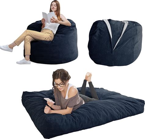 Maxyoyo Bean Bag Bed Convertible Folds From Bean Bag Chair To Bed Large Sofa With Soft Cover