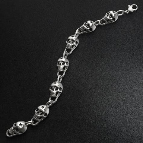 Stainless Steel Punk Skull Link Chain Bracelet Gothic Biker Jewelry Ebay