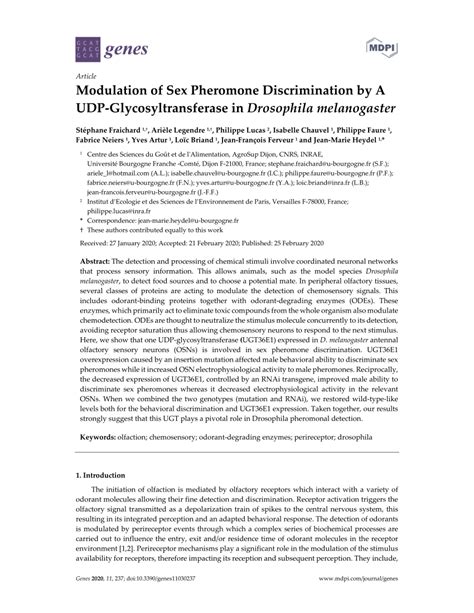 Pdf Modulation Of Sex Pheromone Discrimination By A Udp