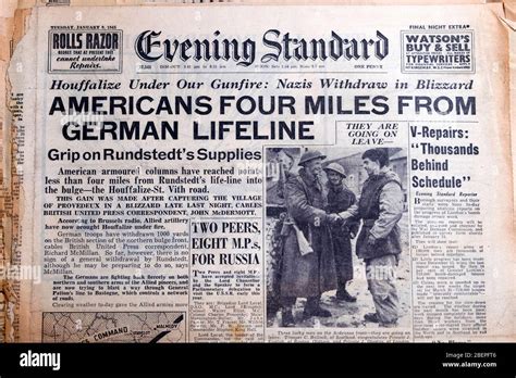 Evening Standard Wwii British Newspaper Headline 9 January 1945