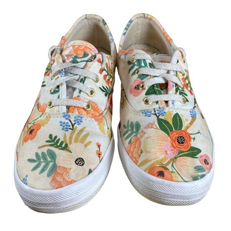 Keds X Rifle Paper Co Lively White Floral Lace Up Sn Gem