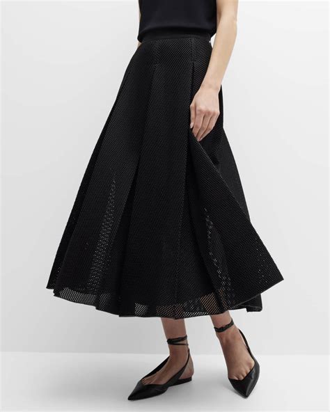 Max Mara Bilma Pleated Mesh Midi Skirt Neiman Marcus