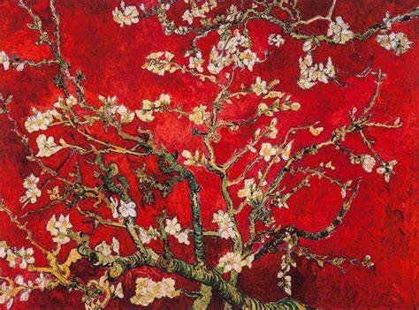 L Mina Vincent Van Gogh Rama De Almendro En Flor Rojo Pinturas De