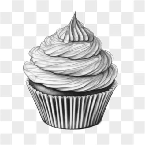 Descarga Dibujo De Cupcake En Blanco Y Negro Para Medios Impresos