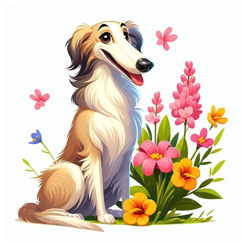 Premium Vector Borzoi Dog Vector Cartoon Illustration