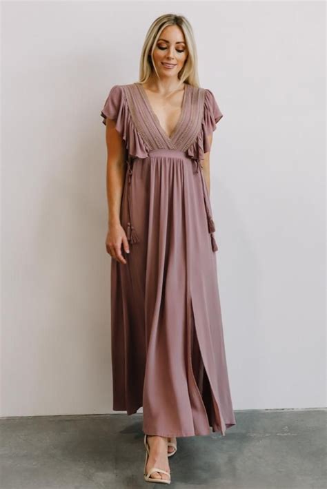 Jennifer Dusty Mauve Deep V Maxi Dress Small Baltic Born Maxi Dress