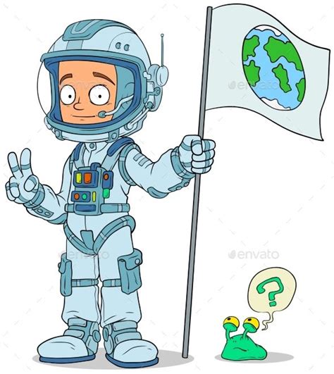 Cartoon Astronaut in Space Suit Characters Set | Astronaut illustration ...