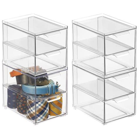 MDesign Stackable Storage Containers Box With 2 Pull Out Drawers