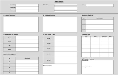 How To Create An A3 Report Example Template In Excel