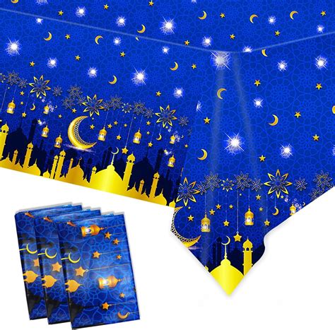 Eid Mubarak Party Supplies Tablecloth Ramadan Mubarak Plastic Table