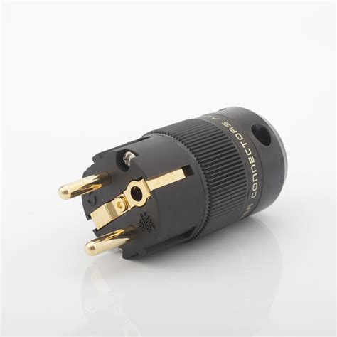 K Gold Plated Eu Schuko Mains Power Plug Male Connector Cable Cord