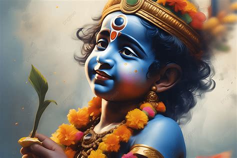 Hyper Realistic Watercolor Happy Krishna Janmashtami Bal Graphic Design