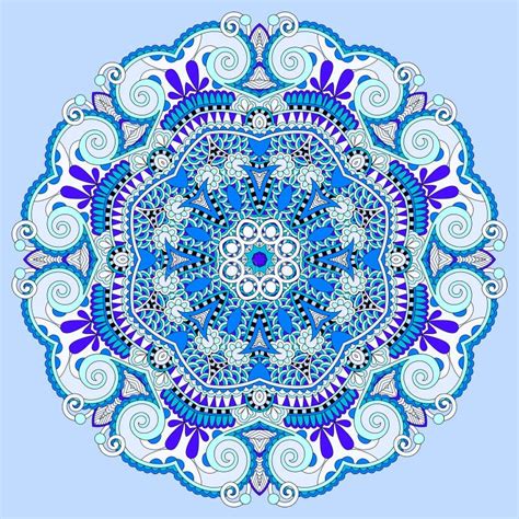 Mandala Symbole Indien Spirituel Décoratif De Cercle Bleu Du Lotus