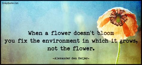 When a flower doesn’t bloom you fix the environment in which it grows ...