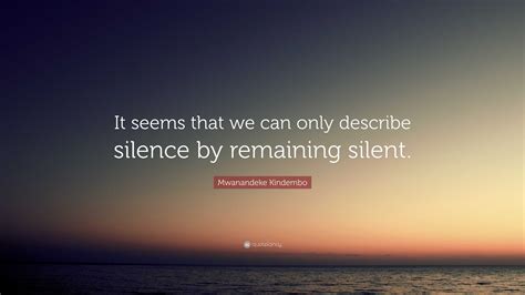 Mwanandeke Kindembo Quote It Seems That We Can Only Describe Silence