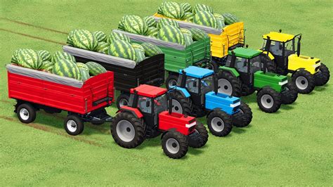 TRANSPORTING WATERMELONS WITH COLORED CASE XL TRACTORS Farming