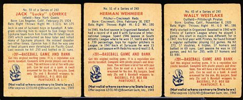 Lot Detail 1949 Bowman Bb 3 Cards