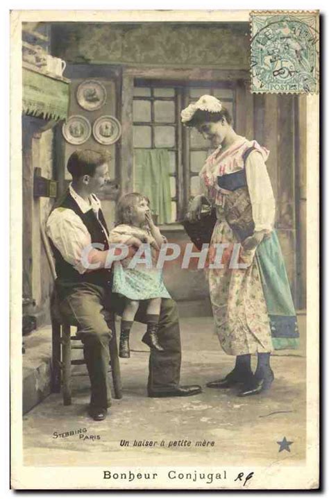 Carte Postale Ancienne Fantaisie Enfant Bonheur Conjugal Femme