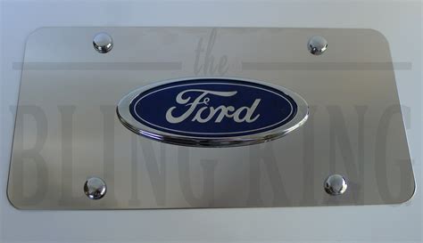 Ford Chrome Emblem Badge License Plate Marque Tag with Locking Screws