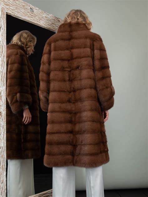 Asymmetric Brown Mink Fur Coat For Women Nordfur