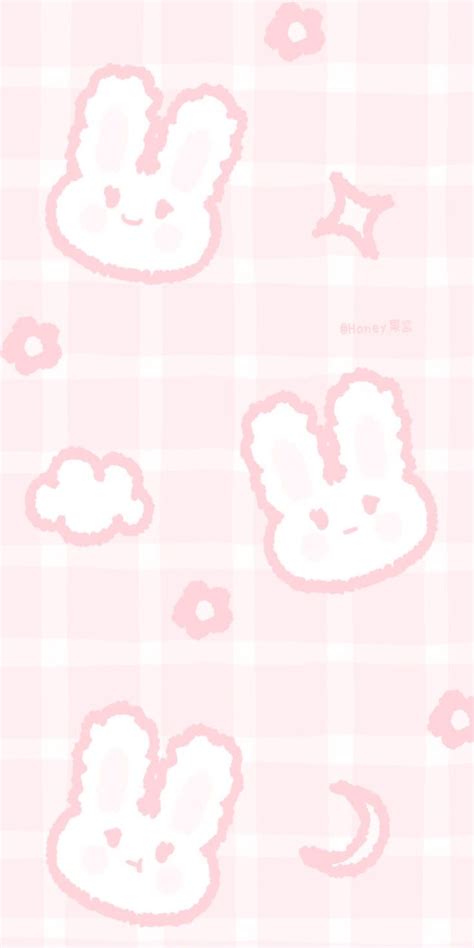 Pink Rabbits In Pink Wallpaper Kawaii Pastel Pink Wallpaper