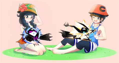 Pokémon Ultra Sun And Moon Hd Wallpaper Trainer Friends And Legendary