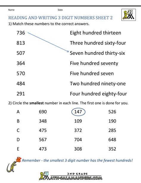 Writing Numbers In Words Worksheets