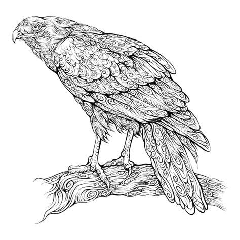 Premium Vector Eagle Perched On A Branch In Hand Drawing