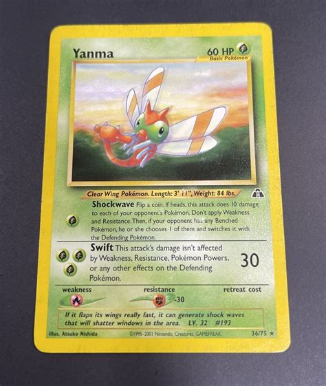 Pok Mon Tcg Yanma Rare Unlimited Neo Discovery Heavily